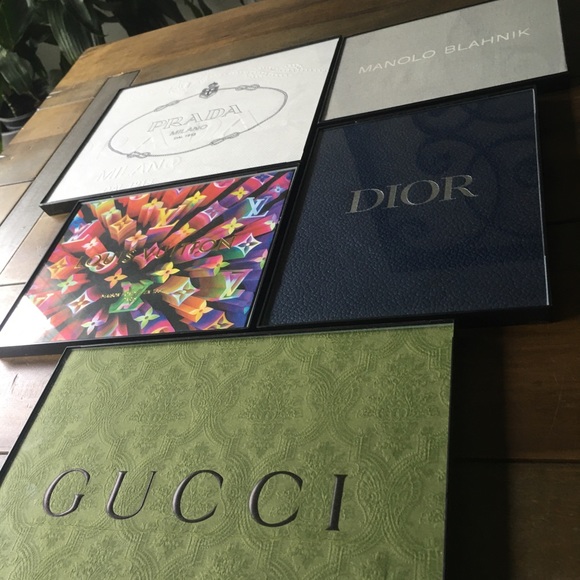 Stunning 5 piece custom framed wall art set made from authentic luxury bags 😊❤️